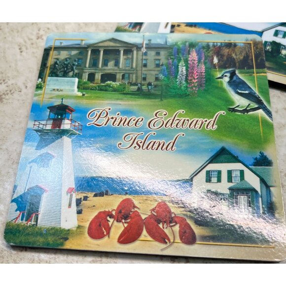 Prince Edward Island Themed Coasters Set of 4 Square Beach Lighthouse Lobster - Picture 5 of 6